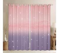 Homemissing Pink and Purple Ombre Curtains for Bedroom Living Room Rainbow Girls 30%-50% Blackout Curtains for Kids Colorful Window Drapes Glitter Window Treatments W66*L90
