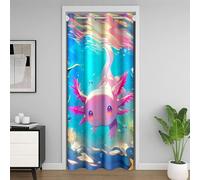 Homemissing Pink Axolotl Closet Cover Set Cartoon Salamander Door Curtain for Doorway Privacy for Kids Boys Girls Ocean Sealife Room Divider Curtain Kawaii Bedroom Living Room 150x203cm 1 Panel
