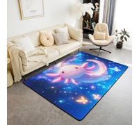 Homemissing Pink Axolotl Indoor Floor Mat Salamander Living Room Rugs for Bedroom for Kids Boys Girls Galaxy Outer Space Decor Carpet Set Cute Sealife Non-slip Room Area Rug 100 * 150cm