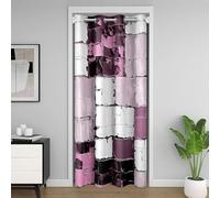 Homemissing Pink Black Abstract Door Curtain for Doorway Privacy 86x203cm 1 Panel Geometric Minimalist Square Closet Cover for Boys Girls Modern Abstract Art Room Divider Curtain