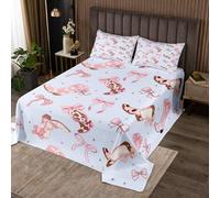 Homemissing Pink Bow Bedspread 3 Pieces King Size Cowgirl Coverlet Set Soft Cozy Bowknot Lightweight Quilted Coverlet for All Season With 2 Pillowcases Wild West Western