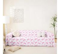 Homemissing Pink Bow Cushion Couch Covers Pet Friendly Christmas Snowflake Sofa Covers Washable Merry Xmas,180x231cm Soft Sectional Cat Scratch Couch Protectors