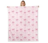 Homemissing Pink Bow Fleece Throw Blanket Cute Coquette Bowknot Sherpa Blanket Plush Fuzzy Girly Bow Baby 30x40Inch Cute Dreamy Princess Style for Bed Couch Chair Living Room Kawaii Bedroom Decor