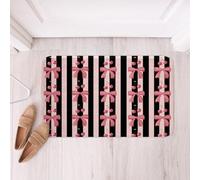 Homemissing Pink Bow Polyester Bath Rug Ribbon Bowknot Soft Fleece Door Carpet for Kids Boys Girls Princess Bow Tie Non Slip Bath Mat Blue Bows Bathroom Floor Indoor Doormat,20x32 Inch