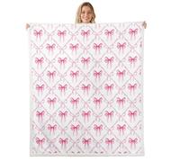 Homemissing Pink Bow Sherpa Throw Blanket for Couch Ribbon Bow Knot Super Soft Cozy Fleece Preppy Bowknot Blanket for Winter, Plush Throw Modern 40x50InchAll Season