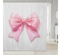 Homemissing Pink Bow Shower Curtains Coquette Bathroom Curtain for Kids Women Men Bowknot Bathroom Accessories Bow Ribbon Waterproof Polyester Fabric Simple Fashion for Stalls Bathtubs 180x200cm