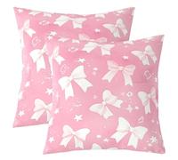 Homemissing Pink Bow Throw Pillow Covers Set of 2 Coquette Bow Knot Square Cushion Covers Girls Bowknot Pillow Case Cute Cushion Case for Couch Sofa Dreamy Princess Style Bedroom Decor 60x60cm