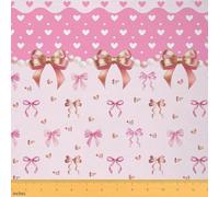 Homemissing Pink Bowknot Fabric by The Yard Cute Coquette Bow Upholstery Fabric for Sewing Crafting Kawaii Love Heart Pattern Indoor Outdoor Decor for Home DIY Projects 2 Yards (L184*W150cm)