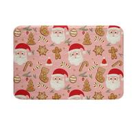 Homemissing Pink Christmas Bathroom Rugs Merry Christmas Bath Mats Microfiber Cute Snowman Bathroom Accessories Gingerbread Man Floor Doormats Non-Slip 20x32Inch Pink Brown Red Soft