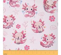Homemissing Pink Cute Axolotl Fabric by The Yard 1 Yard (L92*W150cm) Cartoon Salamander Decor Waterproof Fabric Ocean Sealife Sea Creatures Upholstery Fabric Reptile Animal DIY Reupholstery Fabric