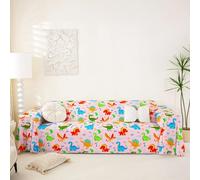 Homemissing Pink Dinosaur Sofa Covers For Pets Dino Cat Scratch Proof Sofa Covers Washable For Dogs Cute Cartoon Wild Animal Furniture Jungle Animals Soft L Shape Slipcover,231x300cm