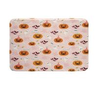 Homemissing Pink Halloween Bathroom Rugs Kids 16x24Inch Cute Ghost Bat Spider Web Bath Mats for Boys Girls Teens Pumpkin Candy Spooky Trick or Treat Bathroom Accessories Floor Doormats Room Decor