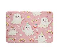Homemissing Pink Halloween Bathroom Rugs Microfiber 20x32Inch Cartoon Ghost Printed Bath Mats Non-Slip Cute Rainbow Bathroom Accessories Horror Theme Floor Doormats Soft Door Mat
