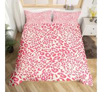 Homemissing Pink Leopard Duvet Cover Set Single Size For Kids Boys Girls Teens Cheetah Bedding Set Animal Print Comforter Cover with 1 Pillowcase