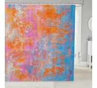 Homemissing Pink Orange Abstract Shower Curtain for Bathroom Decor Retro Watercolor Artwork Design Bath Curtain Hippie Graffiti Style Accessories Modern Marble Aesthetic with 12 Hooks 180x180cm
