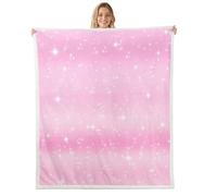 Homemissing Pink Rainbow Throw Blanket Glitter Galaxy Soft Fleece Sherpa Cozy Fuzzy Plush Warm Lovely Rainbows Fuzzy Plush Throw Dreamy Baby 30x40Inch for Bed Couch Living Room