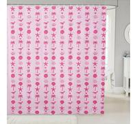Homemissing Pink Starfish Beach Shower Curtain for Bathroom Decor Ocean Coastal Whale Palm Tree Bath Curtain Summer Sea Creatures Bathroom Accessories Waterproof Polyester Fabric 180x200cm