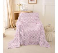 Homemissing Pink Vintage Floral Sofa Covers Washable Cute Botanical Flowers Pattern Cushion Couch Covers for Dogs Cats Pets Romantic Spring Garden Plants Design Furniture Slipcovers Non-Slip,180x231cm