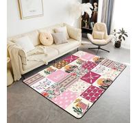 Homemissing Pink Western Aztec Living Room Rugs for Bedroom for Kids 100x150cm Bull Skull Decor Carpet Room Decor Wild Cowgirl Boots Southwestern Boho Rustic Floral Area Rug Indoor Floor Mat