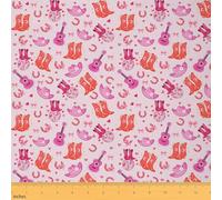 Homemissing Pink Western Aztec Upholstery Fabric for Chairs 3 Yards (L276*W150cm) Wild Cowboy Boots Hat for Home DIY, Waterproof Indoor Outdoor Horseshoes Guitar Rustic Tribal Cow Fabric by The Yard