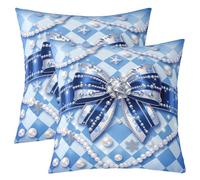 Homemissing Plaid Bow Throw Pillow Covers Set of 2 Bowknot Square Cushion Covers Glitter Pillow Case Dreamy Princess Style Cushion Case for Couch Sofa Bedroom Decor 60x60cm