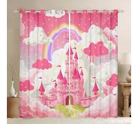 Homemissing Princess Castle Kids Window Curtains Pink Castle 30%-50% Blackout Curtains Fairy Tales Darkening Drapes for Bedroom Girls Princess Living Room Window Treatments (2 Panels,W66*L72)