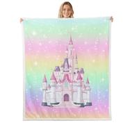 Homemissing Princess Decor Throw Blanket Cute Rainbow Soft Fleece Sherpa Cozy Fuzzy Plush Warm Glitter Galaxy Fuzzy Plush Throw Multicolor Baby 30x40Inch for Bed Couch Living Room