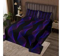 Homemissing Purple and Blue Quilted Coverlet Single Purple and Blue Striped Quilted Bedspread Modern Geometric Coverlet Set for Kids Boys Girls Geometric Spiral Pattern Quilted 2Pcs