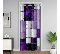 Homemissing Purple Black Abstract Door Curtain for Doorway Privacy 132x203cm 1 Panel Geometric Minimalist Square Closet Cover Modern Abstract Art Room Divider Curtain Bedroom Living Room