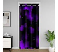 Homemissing Purple Black Modern Abstract Art Doorway Curtain Privacy 1 Panel, 132x203cm Geometric Buffalo Check Reversible Closet Cover Geometry Plaid Square 30%-50% Darkening Blackout Door Curtain