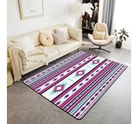 Homemissing Purple Blue Southwestern Aztec Living Room Rugs for Bedroom 100x150cm Geometric Vintage Decor Carpet for Teens Adults Geometry Bohemian Boho Tribal Rustic Area Rug Indoor Floor Mat Decor