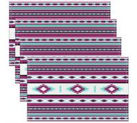 Homemissing Purple Blue Southwestern Aztec Table Mats 45X30cm Geometric Vintage Place Mat for Kitchen Dining for Kids Teens Adults Geometry Bohemian Boho Tribal Rustic Placemats Set of 4 Room Decor