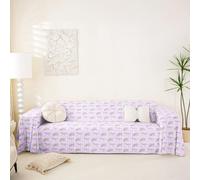 Homemissing Purple Bow Sofa Covers Washable Floral Flowers Bowknot Pattern Cushion Couch Covers for Dogs Cats Pets Geometric Stripes Dreamy Princess Style Furniture Slipcovers Non-Slip,180x340cm