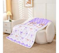 Homemissing Purple Bowknot Sherpa Blanket Plush Fuzzy Cute Coquette Bow Fleece Throw Blanket Boys Girls Kawaii Love Heart Pattern for Bed Couch Chair Living Room Bedroom Decor Single 50x60Inch
