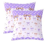 Homemissing Purple Bowknot Throw Pillow Covers Set of 2 Cute Coquette Bow Cushion Case Kawaii Love Heart Pattern Decor Pillowcase Indoor Outdoor Super Soft 45x45cm