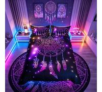 Homemissing Purple Galaxy Bedding Dream Catcher Duvet Cover Set Soft Microfiber Romantic Starry Sky Comforter Bedding & Linen Dreamcatcher Bedroom 3 Pieces with 2 Pillowcases King