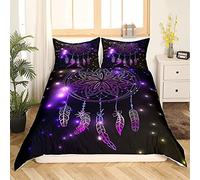 Homemissing Purple Galaxy Bedding Single Dream Catcher Duvet Cover Ultra Soft Microfiber Romantic Starry Sky Comforter Quilt Cover Dreamcatcher Bedroom Bedding Collections 2 Pieces