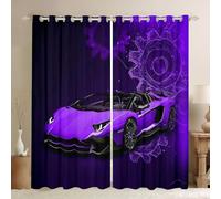 Homemissing Purple Racing Car Blackout Curtains 30%-50% Extreme Sports Darkening Drapes for Room Decor Cool Car Thermal Insulated Shades For Kids Boys Teens Window Treatments, 2 Panels W52*L63
