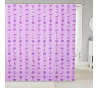 Homemissing Purple Starfish Beach Shower Curtain for Bathroom Decor Ocean Coastal Whale Palm Tree Bath Curtain Summer Sea Creatures Bathroom Accessories Waterproof Polyester Fabric 180x210cm