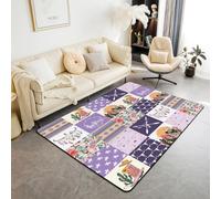 Homemissing Purple Western Aztec Living Room Rugs for Bedroom for Kids 100x150cm Bull Skull Decor Carpet Room Decor Wild Cowgirl Boots Southwestern Boho Rustic Floral Area Rug Indoor Floor Mat