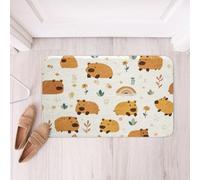 Homemissing Rainbow Capybara Bathroom Rugs Botanical Animal Theme Bath Mats Microfiber Rustic Wildlife Bathroom Accessories Cartoon Animal Pattern Floor Doormats Non-Slip 20x32Inch Floral Soft