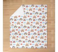 Homemissing Rainbow Flannel Fleece Throw Blanket Colorful Stripes Queen 90x90Inch Cute Cloud and Love Hearts Fleece Throw Blanket for Kids Women Multicolor for Couch Chair Living Room Bedroom Decor