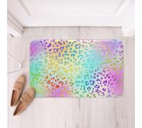 Homemissing Rainbow Leopard Bathroom Rugs Gradient Color Spots Bath Mats Animal Print Bathroom Accessories Wild Pattern Floor Doormats 20x32Inch Soft Microfiber