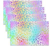 Homemissing Rainbow Leopard Placemats Set of 4 Gradient Color Spots Table Mats Animal Print Place Mat for Kitchen Dining Table Party Decor Indoor Outdoor 45X30cm Non-Slip Easy to Clean Wild Pattern