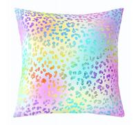 Homemissing Rainbow Leopard Throw Pillow Covers 1 Pcs Gradient Color Spots Cushion Covers Animal Print Pillow Case for Couch Sofa Wild Pattern Cushion Case Kids Boys Girls Bedroom Decor 55x55cm