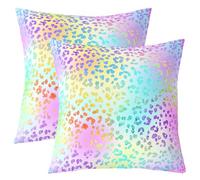 Homemissing Rainbow Leopard Throw Pillow Covers Set of 2 Gradient Color Spots Cushion Covers Animal Print Pillow Case for Couch Sofa Wild Pattern Cushion Case Kids Boys Girls Bedroom Decor 50x50cm