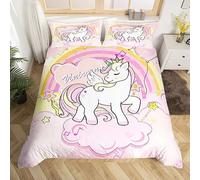 Homemissing Rainbow Unicorn Bedding Set King,Pink Unicorn Kids Duvet Cover s for Girls Kids Teens Children Bedroom Comforter Cover Decor 1 Reversible Stars Quilt 2 Pillowcases All Season