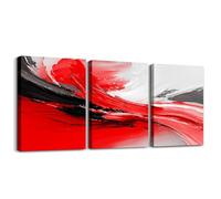 Homemissing Red Abstract Canvas Wall Art for Living Room Bedroom Geometric Office Decorations Artwork Posters Modern Art Color Block Painting