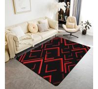 Homemissing Red and Black Striped Living Room Rugs for Bedroom Kids Area Rug 150*200cm Geometric Abstract Ombre Decor Carpet for Boys Girls Teens Modern Simple Fashion Art Indoor Floor Mat Room Decor