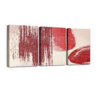 Homemissing Red Beige Canvas Wall Art for Living Room Bedroom Abstract Geometric Office Decorations Artwork Posters Minimalist Art Painting